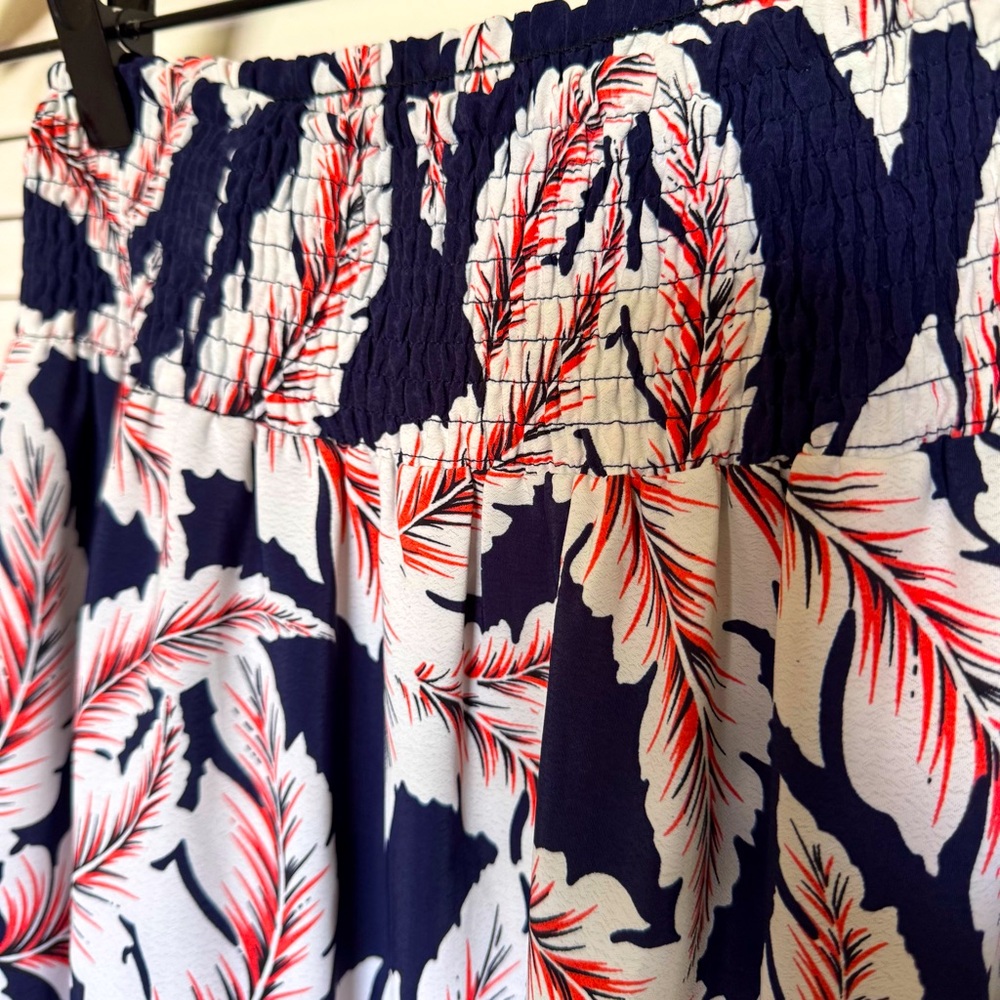 Hawaiian Print Maxi Skirt with Leg Slit